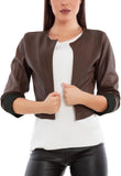 Women's cropped faux leather bolero jacket