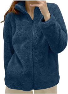 Women's hooded sherpa fleece coat