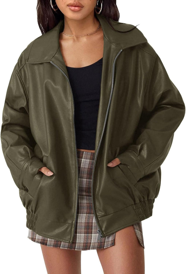 Women's oversized moto jacket