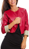 Women's cropped faux leather bolero jacket