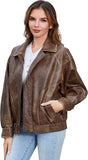 Women's loose faux leather jacket