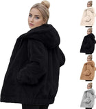 Women's hooded sherpa fleece coat