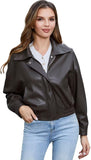 Women's loose faux leather jacket