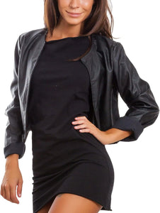 Women's cropped faux leather bolero jacket