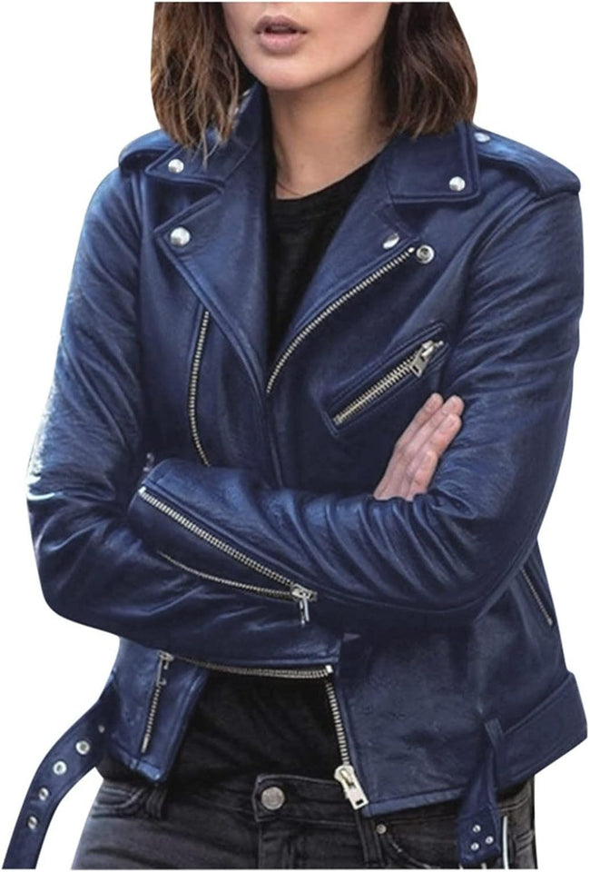 Women's faux leather biker jacket