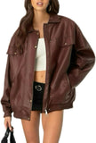 Women's oversized faux leather blazer