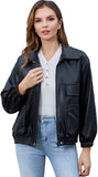 Women's loose faux leather jacket
