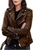 Women's faux leather biker jacket