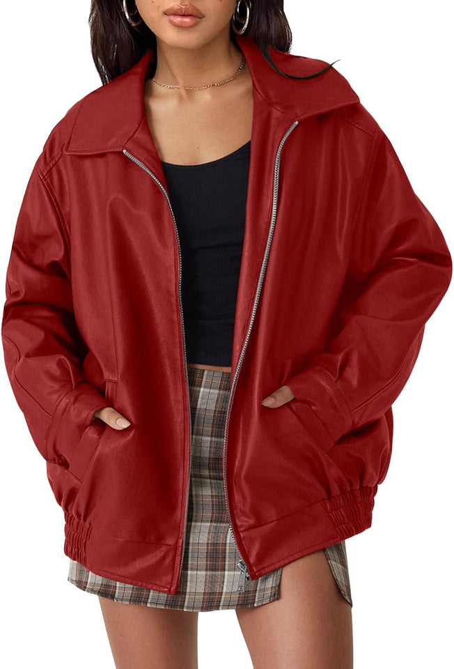 Women's oversized moto jacket