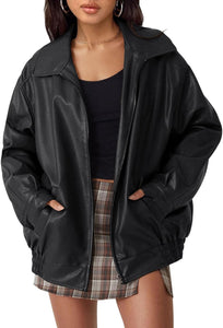 Women's oversized moto jacket