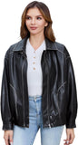 Women's loose faux leather jacket