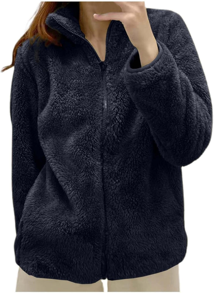 Women's hooded sherpa fleece coat