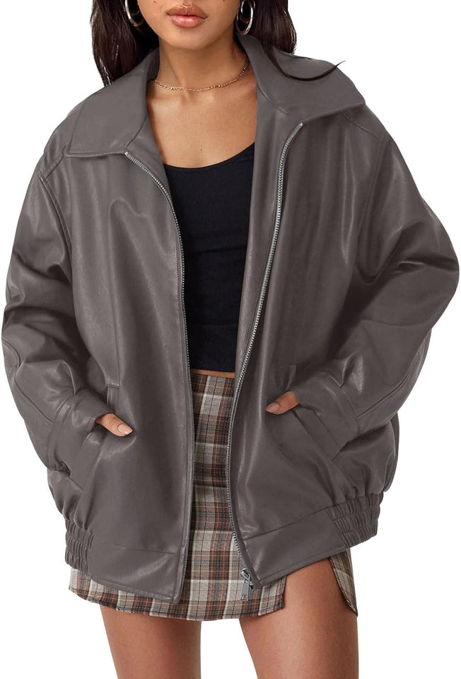 Women's oversized moto jacket
