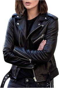 Women's faux leather biker jacket