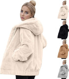 Women's hooded sherpa fleece coat