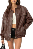 Women's oversized faux leather blazer