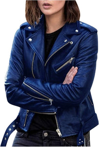 Women's faux leather biker jacket