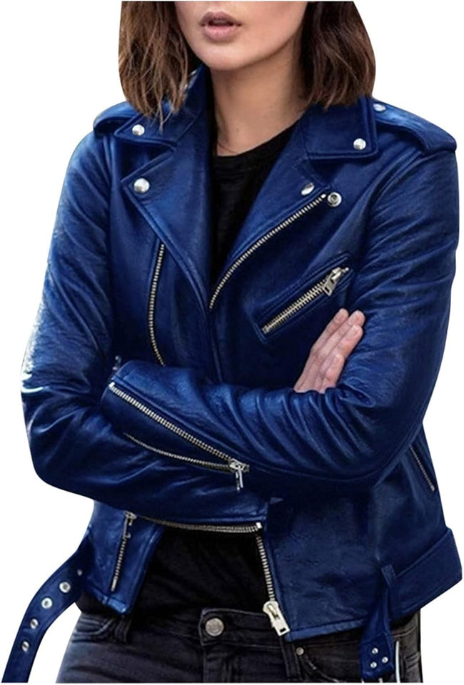 Women's faux leather biker jacket