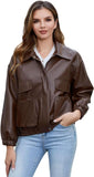 Women's loose faux leather jacket