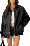Women's oversized faux leather blazer