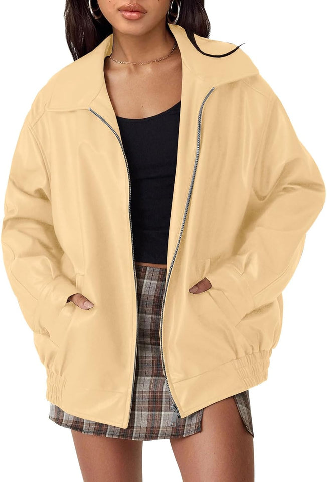 Women's oversized moto jacket