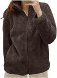 Women's hooded sherpa fleece coat