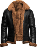 Men's shearling collar leather jacket