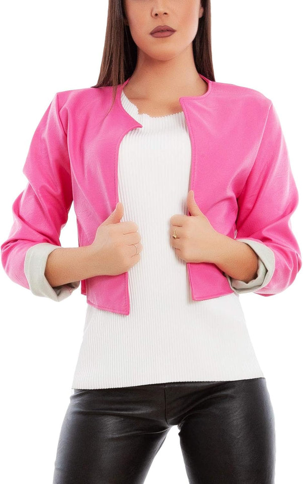 Women's cropped faux leather bolero jacket