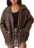 Women's cropped faux leather bomber jacket