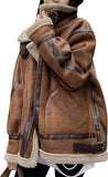 Women's sherpa fleece leather jacket
