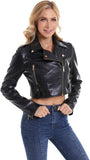 Women's cropped faux leather jacket