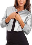 Women's cropped faux leather bolero jacket