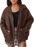 Women's cropped faux leather bomber jacket