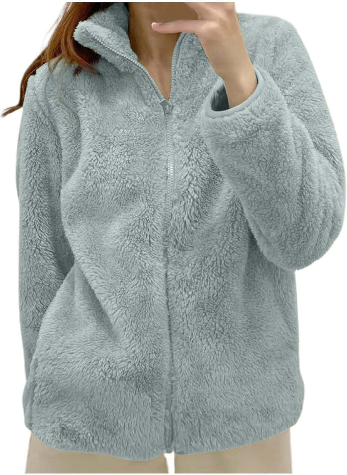 Women's hooded sherpa fleece coat
