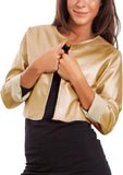 Women's cropped faux leather bolero jacket