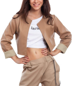 Women's cropped faux leather bolero jacket