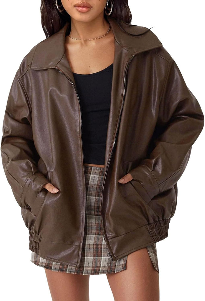 Women's oversized moto jacket