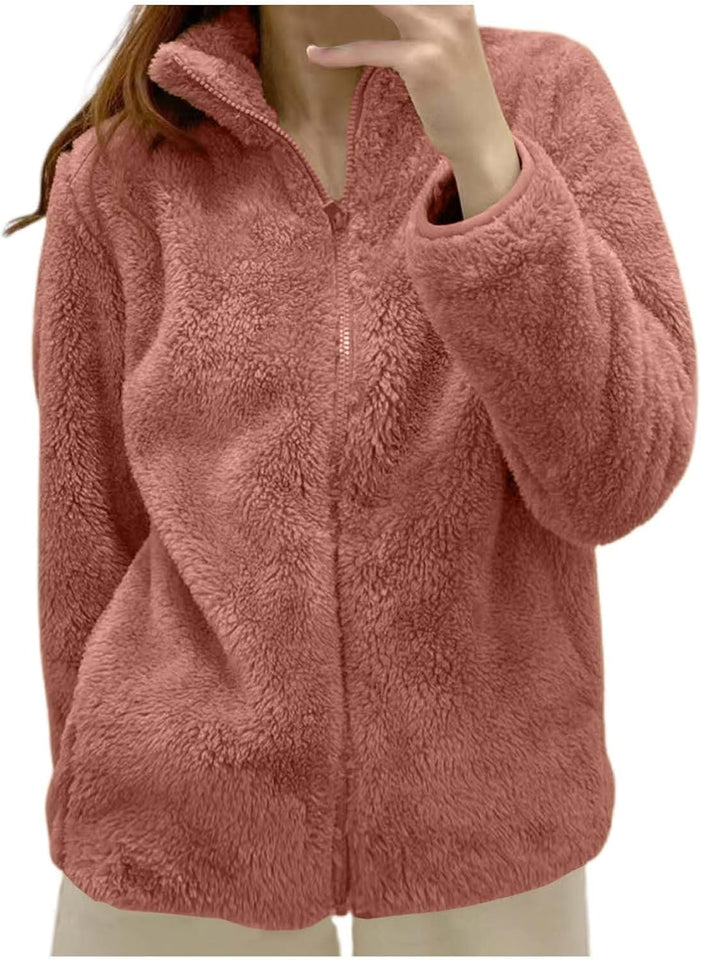 Women's hooded sherpa fleece coat