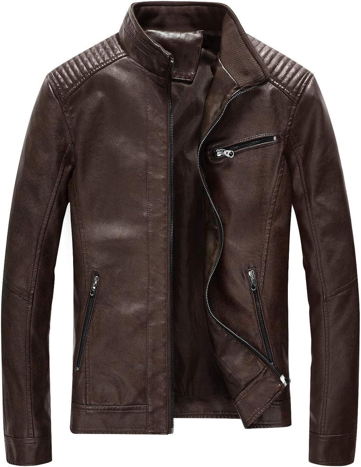 Men's slim fit leather jacket