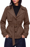 Women's faux suede belted jacket