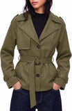 Women's faux suede belted jacket