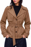 Women's faux suede belted jacket