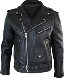 Mens Cow Hide Original Cross Zip Brando Biker Motorcycle Real Leather Jacket