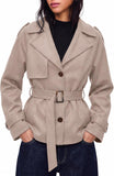 Women's faux suede belted jacket