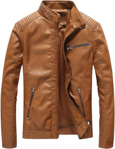 Men's slim fit leather jacket